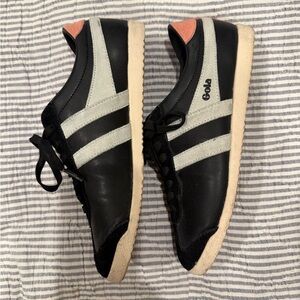 Gola Black and Gray Sneakers with Coral Accent